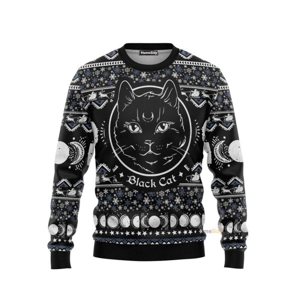 Moon Phase Cute Cat Christmas Wicca Ugly Christmas Sweater 3D Printed, Gift For Xmas