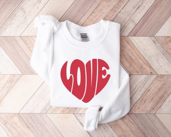 Love Heart Valentine Sweatshirt, Womens Valentines Day Sweatshirt, Gift For Lover