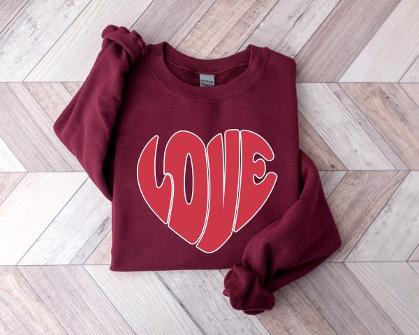 Love Heart Valentine Sweatshirt, Womens Valentines Day Sweatshirt, Gift For Lover
