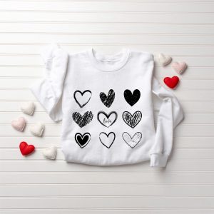Womens Valentines Hearts Sweatshirt, Teacher Valentine…