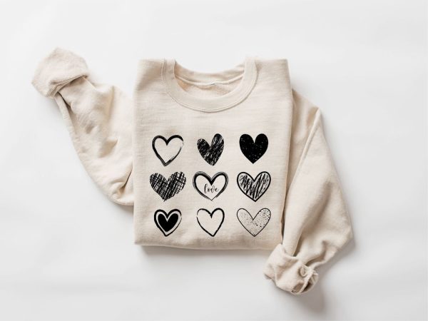 Womens Valentines Hearts Sweatshirt, Teacher Valentine Sweatshirt, Gift For Lover