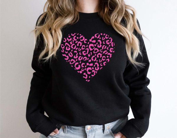 Leopard Heart Sweatshirt, Love Sweatshirt, Valentines Sweatshirt, Gift For Lover