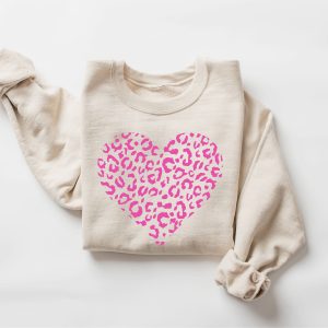 Leopard Heart Sweatshirt, Love Sweatshirt, Valentines…