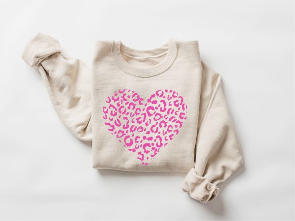 Leopard Heart Sweatshirt, Love Sweatshirt, Valentines Sweatshirt, Gift For Lover