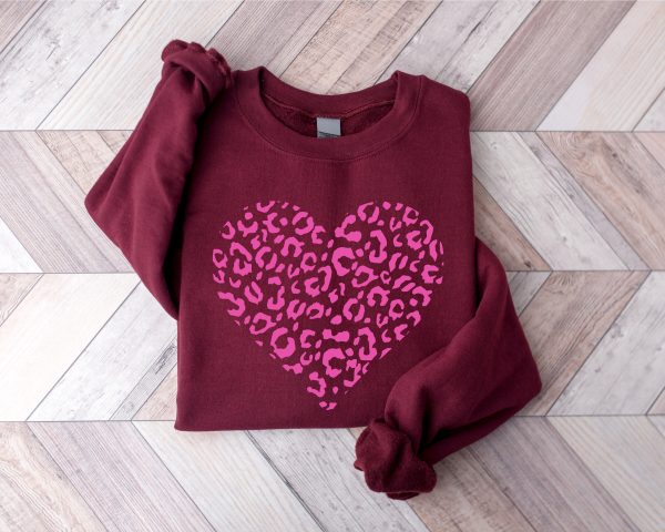 Leopard Heart Sweatshirt, Love Sweatshirt, Valentines Sweatshirt, Gift For Lover