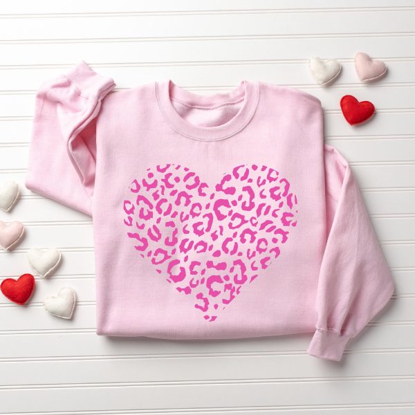 Leopard Heart Sweatshirt, Love Sweatshirt, Valentines Sweatshirt, Gift For Lover