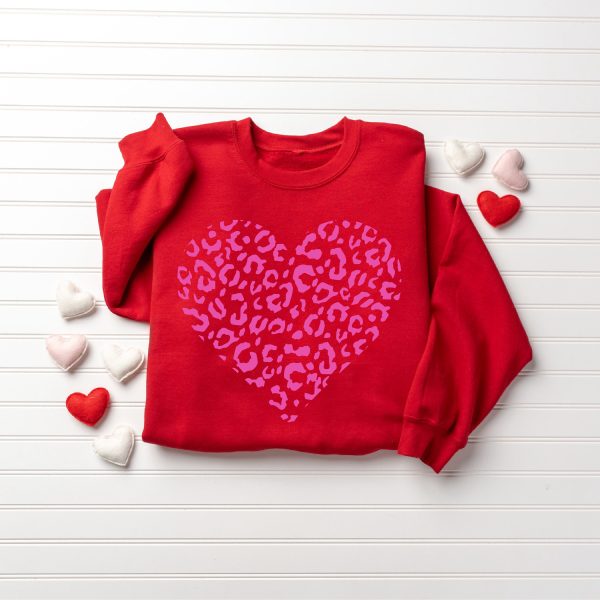 Leopard Heart Sweatshirt, Love Sweatshirt, Valentines Sweatshirt, Gift For Lover