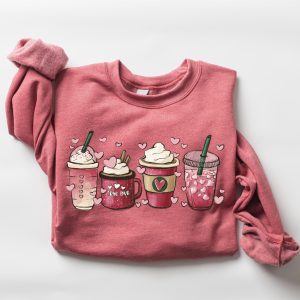 Womens Valentines Day Sweatshirt, Valentine Coffee…