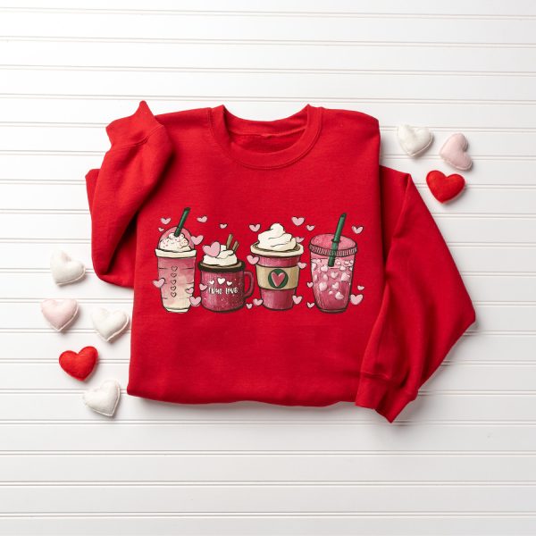 Womens Valentines Day Sweatshirt, Valentine Coffee Sweatshirt, Gift For Women