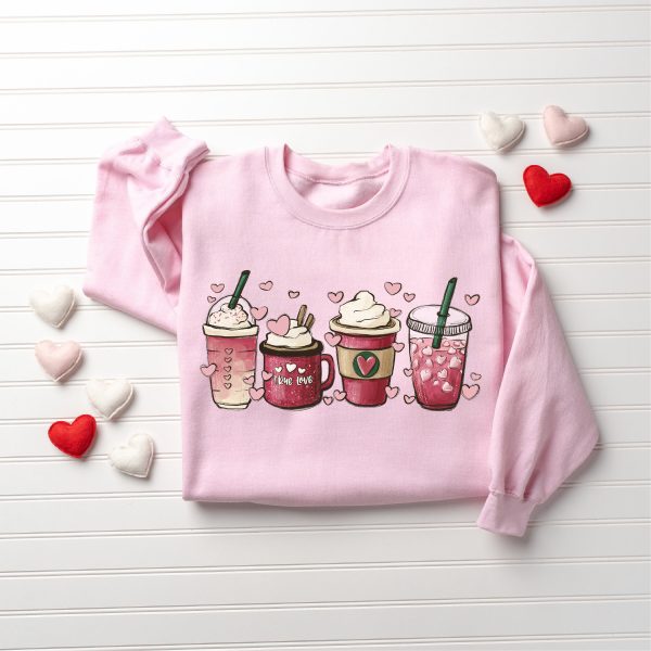 Womens Valentines Day Sweatshirt, Valentine Coffee Sweatshirt, Gift For Women