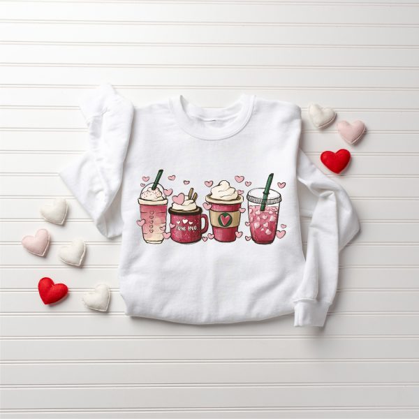 Womens Valentines Day Sweatshirt, Valentine Coffee Sweatshirt, Gift For Women