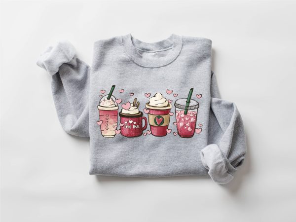 Womens Valentines Day Sweatshirt, Valentine Coffee Sweatshirt, Gift For Women