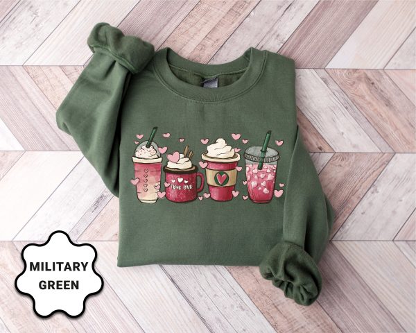 Womens Valentines Day Sweatshirt, Valentine Coffee Sweatshirt, Gift For Women