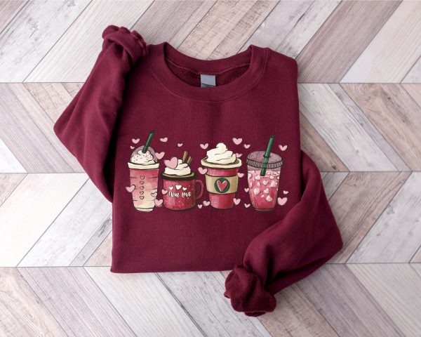 Womens Valentines Day Sweatshirt, Valentine Coffee Sweatshirt, Gift For Women