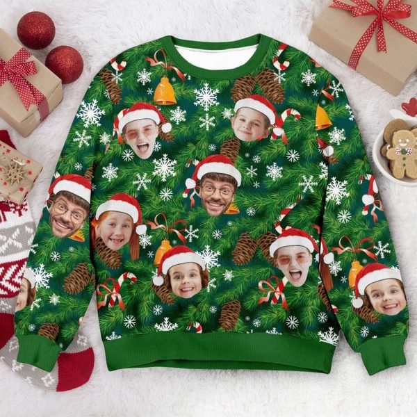 Custom Face Christmas Family Xmas Leds, Personalized Family Photo Ugly Sweater For Family