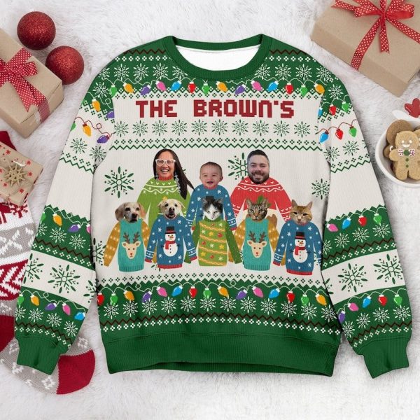 Ugly Sweater Personalized Funny, Family Photo Sweatshirt, Gift For Family