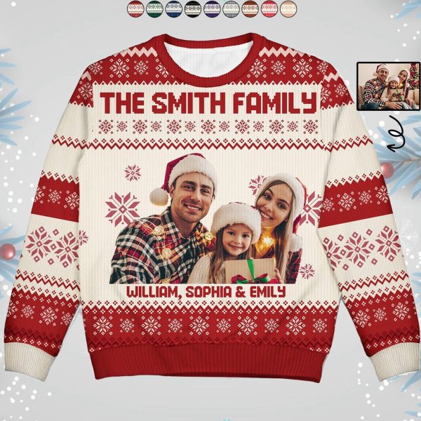 Custom Face Ugly Sweater, Ugly Christmas Sweater With Picture, Sweater Personalized For Family