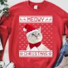 Meowy Christmas Personalized Custom Photo Cat Sweatshirt, Cat Lover Sweater Christmas