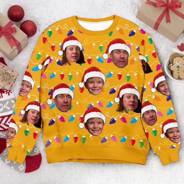 Custom Face Christmas Family Silly Xmas Leds, Personalized Photo Ugly Sweater, For Christmas