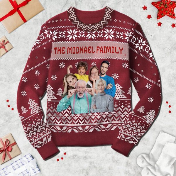 Personalized Face Christmas Family Snowman, Custom Photo Family Ugly Sweater, Gift For Family
