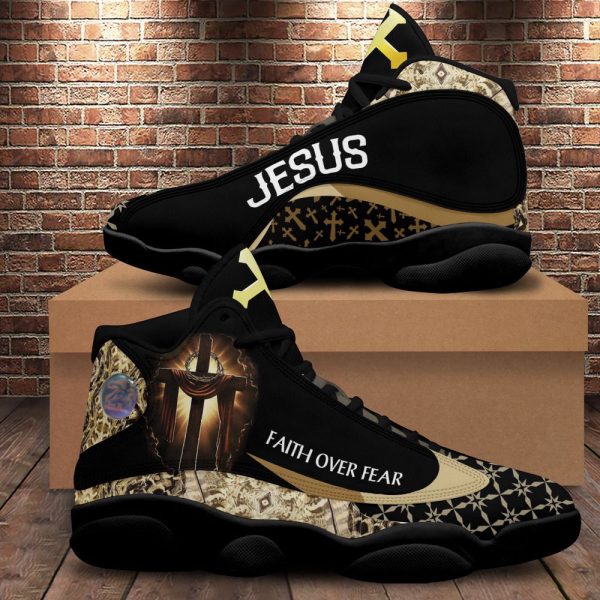 Faith Over Fear Jesus Basketball Shoes, Unisex Basketball Shoes For Men Women