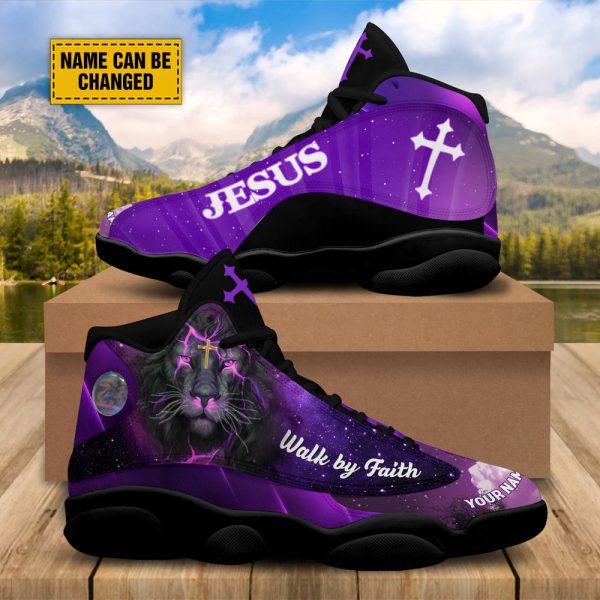 Walk By Faith Jesus Galaxy Basketball Shoes, Unisex Basketball Shoes For Men Women
