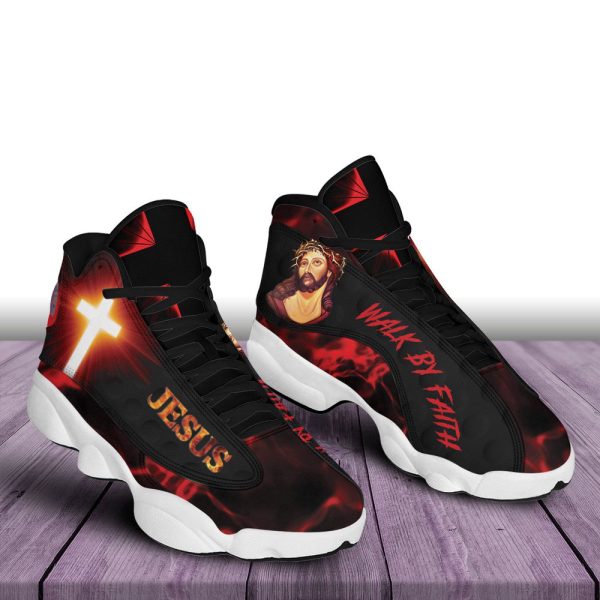 Walk By Faith Jesus Art Basketball Shoes, Unisex Basketball Shoes For Men Women