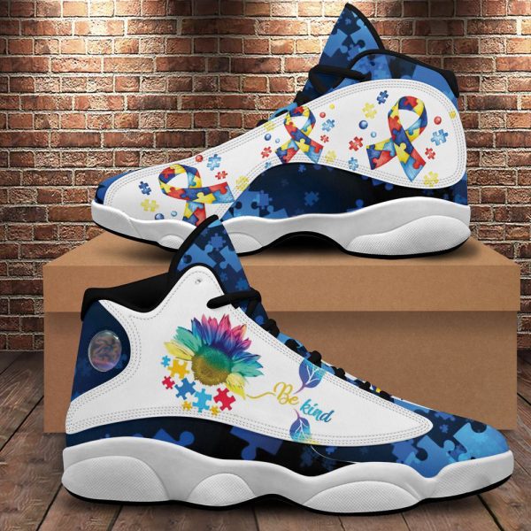 Autism Awareness Be Kind Puzzle Basketball Shoes, Unisex Basketball Shoes For Men Women