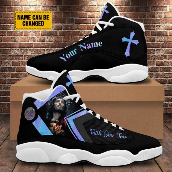 Faith Over Fear Jesus Hands Basketball Shoes, Unisex Basketball Shoes For Men Women