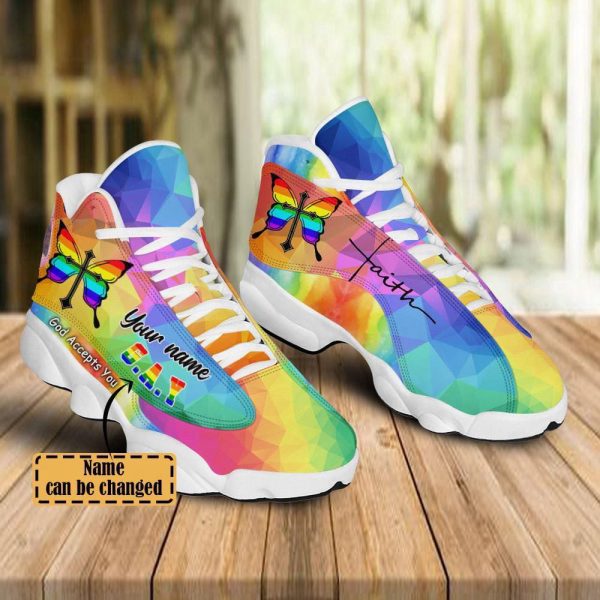 Christian Shoes, God Accept You Lgbt Jesus Custom Name Basketball Shoes For Jesus Lovers