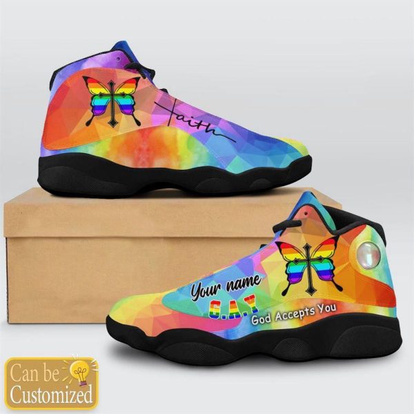 Christian Shoes, God Accept You Lgbt Jesus Custom Name Basketball Shoes For Jesus Lovers