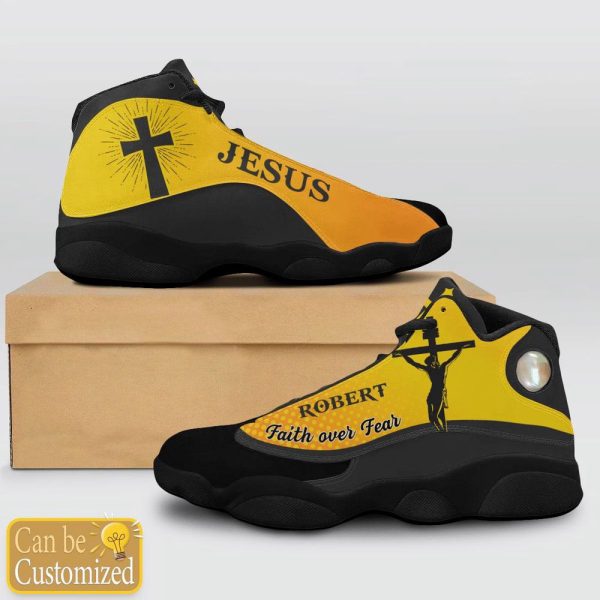 Christian Shoes, Jesus Faith Over Fear Custom Name Basketball Shoes For Jesus Lovers