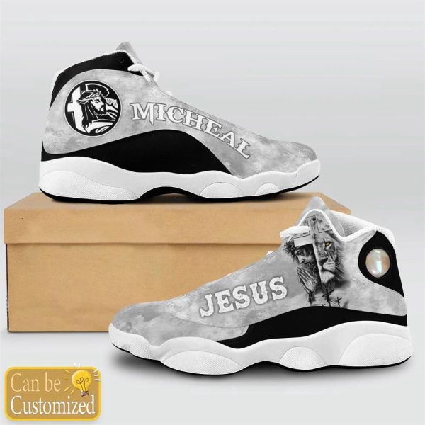 Christian Shoes, Jesus Gray Lion Custom Name Basketball Shoes For Men Women