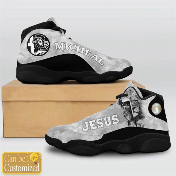 Christian Shoes, Jesus Gray Lion Custom Name Basketball Shoes For Men Women