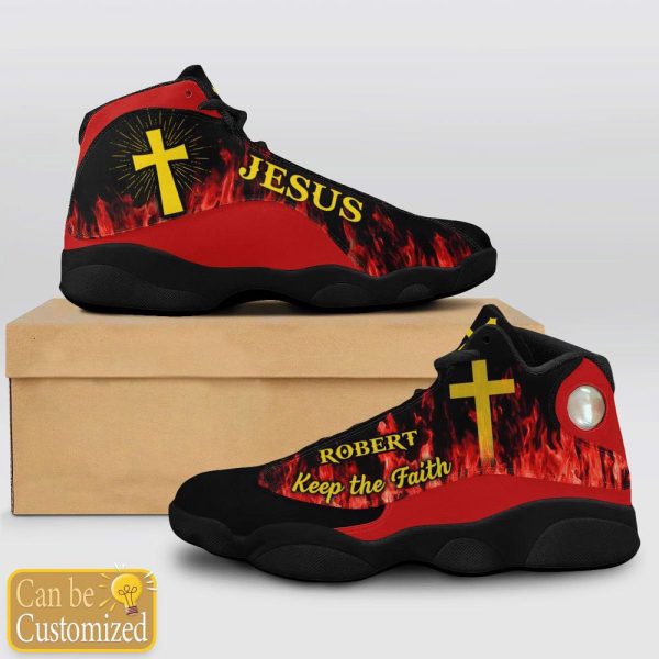 Christian Shoes, Jesus Keep The Faith Fire Custom Name Basketball Shoes For Men Women