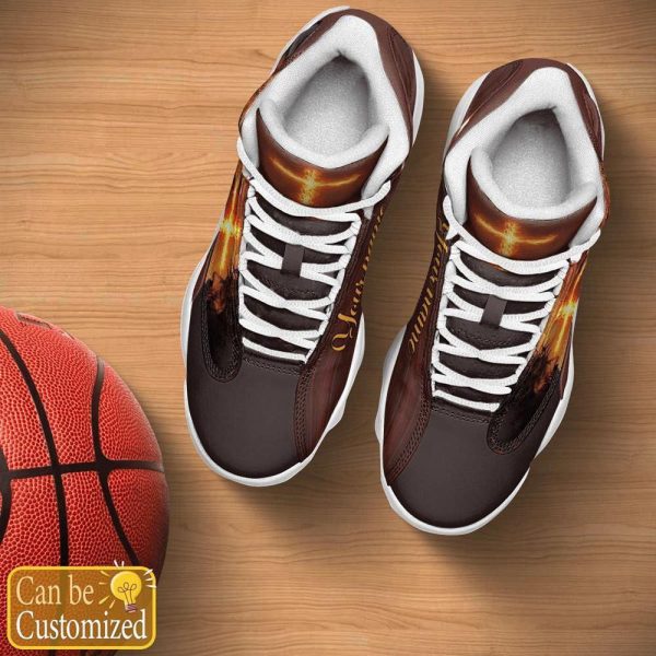 Christian Shoes, Jesus Lion And Fire Custom Name Basketball Shoes For Men Women