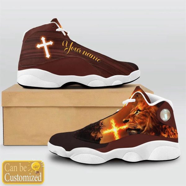 Christian Shoes, Jesus Lion And Fire Custom Name Basketball Shoes For Men Women