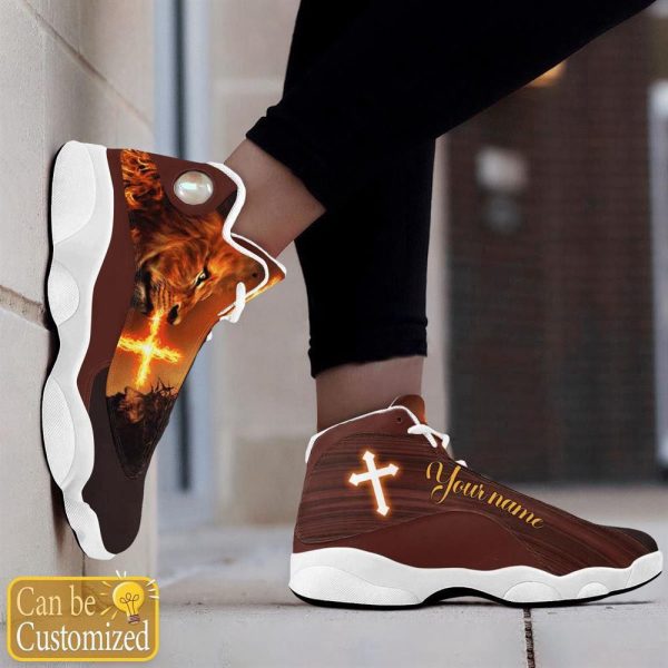 Christian Shoes, Jesus Lion And Fire Custom Name Basketball Shoes For Men Women