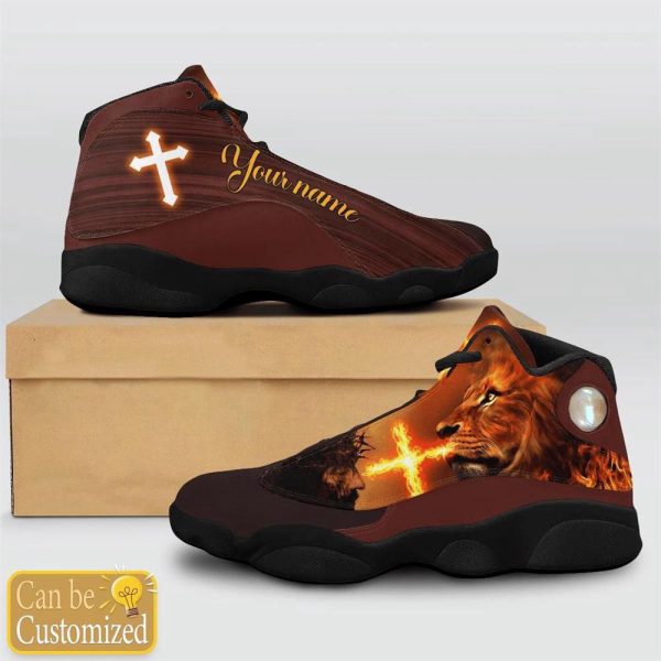 Christian Shoes, Jesus Lion And Fire Custom Name Basketball Shoes For Men Women