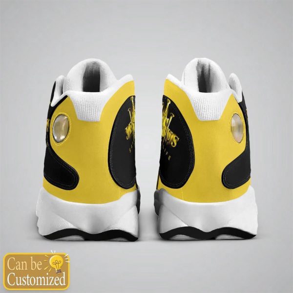 Christian Shoes, Jesus Saved My Life Custom Name Yellow Basketball Shoes For Men Women