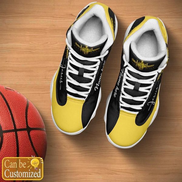 Christian Shoes, Jesus Saved My Life Custom Name Yellow Basketball Shoes For Men Women