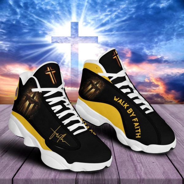 Christian Basketball Shoes, Walk By Faith Jesus Cross Basketball Shoes For Men Women