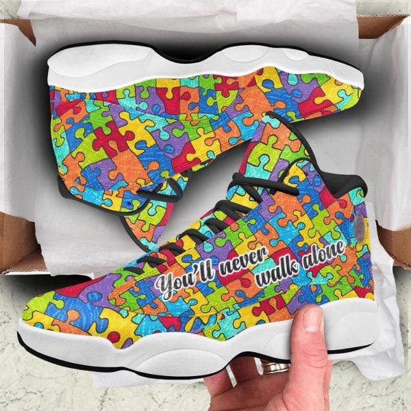 Autism Basketball Shoes, Autism You Will Never Walk Alone Basketball Shoes  For Men Women