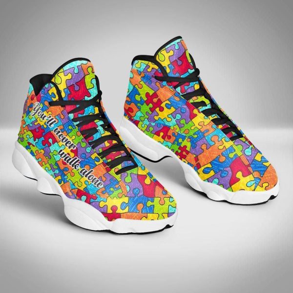Autism Basketball Shoes, Autism You Will Never Walk Alone Basketball Shoes  For Men Women