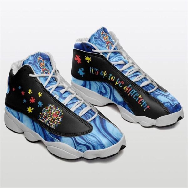 Autism Basketball Shoes, Its Ok To Be Different Blue Autism Awareness Basketball Shoes For Men Women