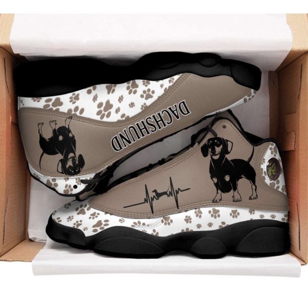 Dachshund Dog Paw Pattern Shoes Sport Sneaker Curved Basketball Shoes For Men Women