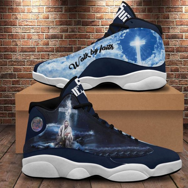 Walk By Faith Jesus Saved Basketball Shoes With Thick Soles, Gift For Jesus Lovers