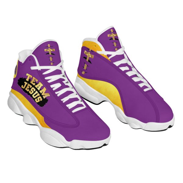 Team Jesus Customized Purple Jesus Basketball Shoes With Thick Soles, Gift For Jesus Lovers