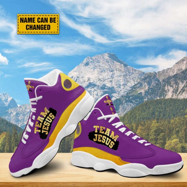 Team Jesus Customized Purple Jesus Basketball Shoes With Thick Soles, Gift For Jesus Lovers