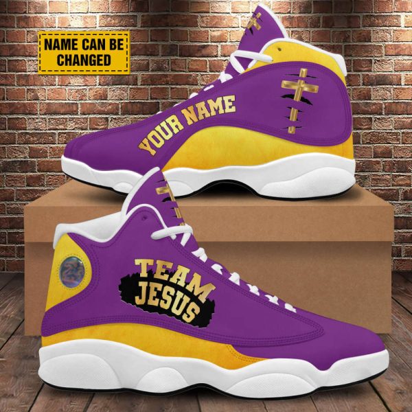 Team Jesus Customized Purple Jesus Basketball Shoes With Thick Soles, Gift For Jesus Lovers